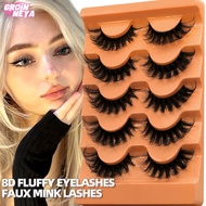 GROINNEYA Fluffy Lashes 5 pairs Russian curl orange Lashes 3D Mink  Lashes Natural Full Strip Lashes