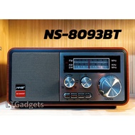 NS-8093BT AM FM Portable Radio Stereo Speaker Radio USB Cable & Rechargeable Vintage Radio 3 Band La