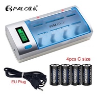 C D Size Battery Rechargeable Case 1.2V 4000mAh NI-MH Fast Charging LCD Charger for AA AAA C D 9V