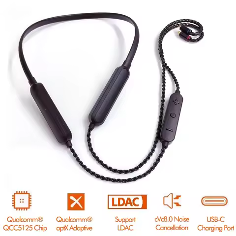 QCC5125 LDAC Multipoint 500mAh Bluetooth Earphone Upgrade Cable aptX Adaptive Earbud MMCX 2Pin UE A2