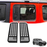 Rear Door Window Glass Decals Aluminum Alloy Glass Panel Cover Trim Fit for 2018-2023 Jeep Wrangler 