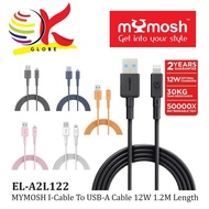 MYMOSH EL-A2L122 CABLE I-CABLE TO USB-A 12W 1.2M/ FAST CHARGE/ 30KG TEAR RESISTANCE/CHARGE & SYNC/48