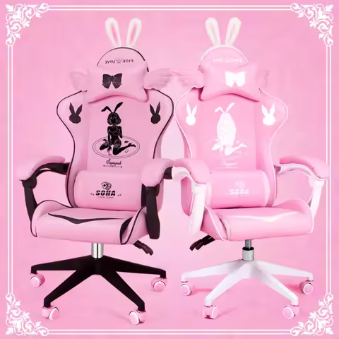 Pink gaming chair High-quality girls cartoon home live Gamer chair comfortable Swivel chair Adjustab