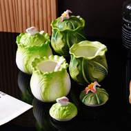 Uuu08 Cabbage Kitchen Ceramic Seasoning Bottle Seasoning Jar Enamel Porcelain Shape Decoration Fresh
