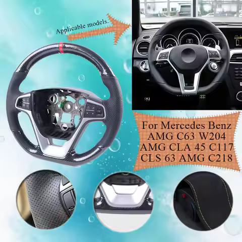 Gloss Carbon Fiber Original Car Steering Wheel Cover For Mercedes Benz AMG C63 W204 CLA45 C117 CLS63