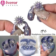LVEROR Headphone Decoration Clip, DIY Removeable Headphone Diameter Buckle, Creative Gift Zircon Rot