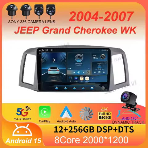 For JEEP Grand Cherokee WK 2004 2005 2006 2007 Android 15 Carplay Auto Multimedia Car Radio Navigati