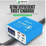 RELIFE RL-304N Multi 6-Ports USB Phone Charger Socket 45W LED Digital Display QC3.0 Desktop Fasting 