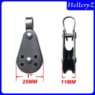 [Hellery2] 2pc Black Steel Pulley Block 25mm for Kayak anchor trolley two pad eyes