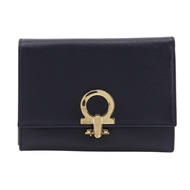 Salvatore Ferragamo Ferragamo Gancini 三折皮夾，皮革，黑色，皮帶扣，男女通用 [二手]