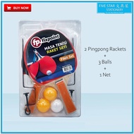 fivestar2u Ping Pong Table Tennis Set Racket Long Handle 2 Racket 3 Balls 1 Net Table Tennis Set Spo