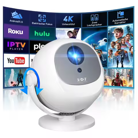 XGODY 300 Ansi Projector Gimbal A2 4K 1080P Android Short Throw Projectors WiFi6 Bluetooth Home Thea
