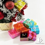 Paper Box Ring + Earrings (With Gold Bow 1 Dozen 6 Colors In 1 Dozen) Size 5x5x2.5cm