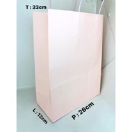 12 PCS PAPERBAG PINK KRAFT STRAP 26X12X33 YYP