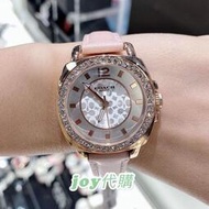 ◆Coach蔻馳手錶 時尚玫瑰金不鏽鋼鑲鑽腕錶 粉色皮帶 百搭水鑽休閒錶 學院風個性潮流 14501753