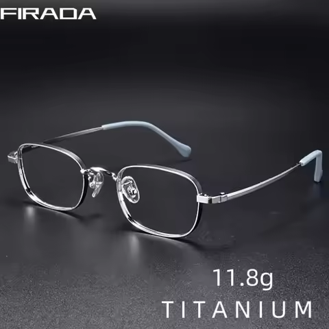 FIRADA Fashion Comfortable Small Size Eyeglasses Vintage Square Titanium Eyewear Luxury Prescription