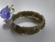 天然和闐青玉手鐲 內徑57.3mm 和田玉 青玉 和闐玉 玉手鐲 古玉