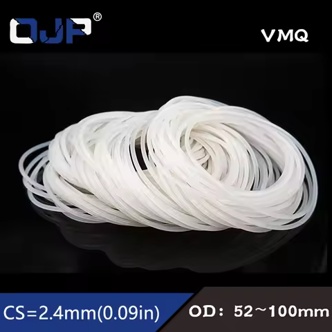 White Silicon Ring Silicone/VMQ O ring 2.4mm Thickness OD52/55/56/58/60/65/70/75/80/85/90/95/100mm R