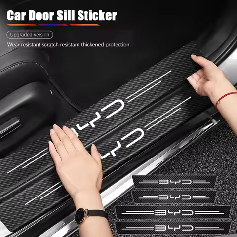 4Pcs Car Door Sill Anti-scratch Stickers Decorative Strip For BYD Atto SEAL Sealion 7 Seal U e5 Yuan