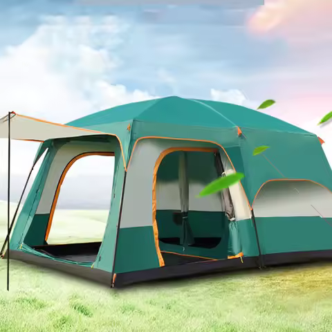 Camping Tent 2 Bedroom 1 Hall Camping Tent Double Layers Oversize Thickened Rainproof Tent Outdoor F