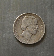 BL170 Koin 1/2 gulden King Willem 3 1863, koin perak koin dari Belanda BL170