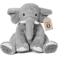 JellyMallow Elephant Refilled Animals 5 Pounds 16 Inch (about 2.3 kg) Gray, Large Elephant Plush Lov