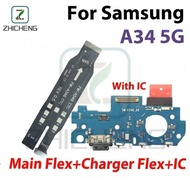For Samsung Galaxy A34 5G A346 Charging Port Flex Cable USB Dock Connector Motherboard Phone Replace