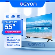 WEYON สมาร์ททีวี UHD 4K 50นิ้ว 55นิ้ว 1.5G+8G WIFI  /DVB-T2 / USB2.0 / HDMI /AV รับประกันหนึ่งปี