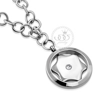 555jewelry จี้พร้อมสร้อยคอสแตนเลส สตีล จี้กลมรูปดาวหกแฉกประดับเพชร CZ ดีไซน์สวยเก๋ รุ่น MNC-N254 จี้