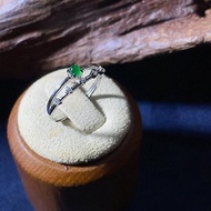 【星河】925輕珠寶系列--冰陽綠翡翠蛋面雙環戒
