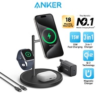 Anker MagGo Charging Station 3 in 1 Stand Qi2 Certified 15W Ultra Fast Magnetic Charging Stand B25M3
