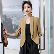 Baju Outer Putih Wanita Blazer Casual Premium Korean Style Jaket Outer Crop Top Lengan Panjang Terba