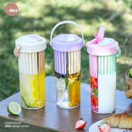 [] AKS Plastic Straw Cup Adult Large Capacity tritan Double Drinking Cup Couple Subwarehouse Water C