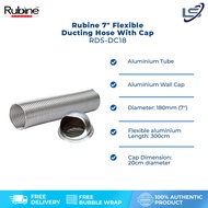 Rubine 7" Flexible Ducting Hose With Cap Aluminium RDS-DC18 | Length: 300cm | Suitable for: Cooker Hood, Portable Aircond