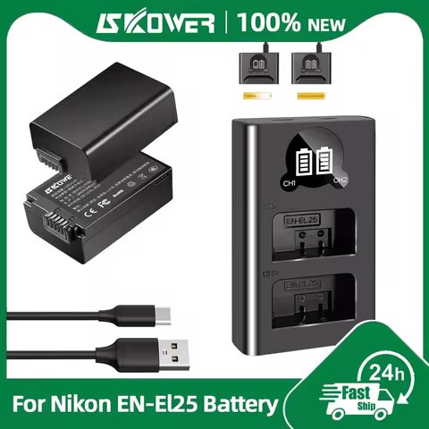 1350mAh EN-EL25 Battery for Nikon Z30 Z50 ZFC Z50II Cameras Replacement MH-32 EN-EL25A USB-C Dual Ch