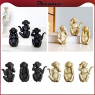 [Phenovo] 3Pcs Monkey Statue Resin Monkey Figurine Collectible Craft Nordic Monkey Sculpture for Hom