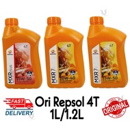 REPSOL ENGINE OIL MOTOR 1.2L/1L 15W50/10W40 MXR PLUS/MXR 7 Y15ZR/RS150/Y16/LC135 MINYAK HITAM SEMI 4