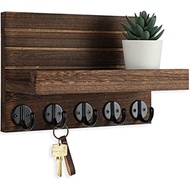Key Holder for Wall, Decorative Key and Mail Holder with Shelf Has Large Hooks for Bags, Coats, Umbr
