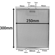 【Blink】3PCS Grease Filters For RANGEMASTER Cooker Hood Metal 300 x 250mm Silver Filter