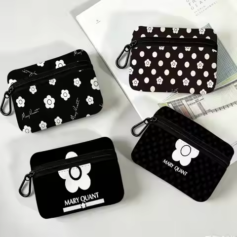 Fashion Logo Q-Quant M-Mary Portable Mini Oxford Cloth Coin Purse With Carabiner Hook Zipper Key Car