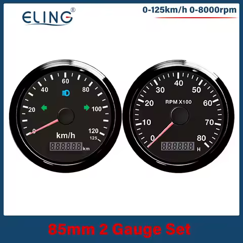 ELING 85mm 0-200km/h 0-125MPH GPS Speedometer + Tachometer 8000/12000RPM with Red Yellow Backlight f