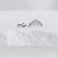 (1 Piece) Large Stone Crown Earrings - Titanium F136 - Kassy