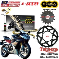 TRIUMPH 675cc DAYTONA, R Full Set Regina TOURING STREET Chain 525 ZRT Steel Sprocket Sets