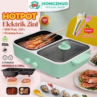 Hongzhuo Minipan Electric Hotpot &amp; Grill Pan BBQ 2in1: Praktis