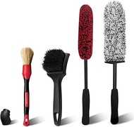 FAMKIT Car Wheel Brush Kit, 6 Pcs Car Wash Detailing Brush Set Easy Reach Wheel and Rim Brush Suppli