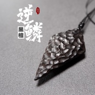 Natural Ebony Necklace Ebony Pendant Handmade Wood Pendant Sweater Chain Jewelry Gift