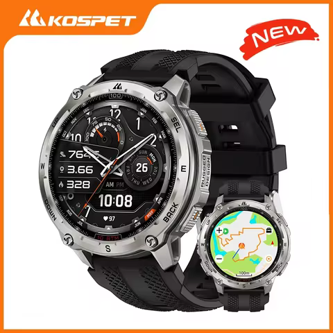 KOSPET Tank T4 Men's Rugged Smart Watch Military Grade GPS Stainless Steel 100M Waterproof 45M Freed
