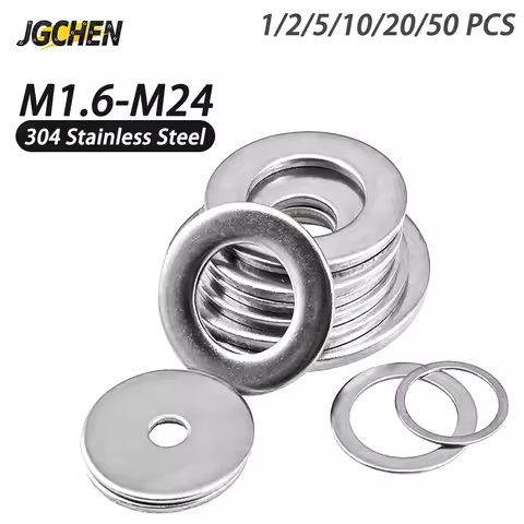304 Stainless Steel M1.6 M2 M3 M5 M6 M8~ M24 Gasket Ultra-thin Metal Screw Flat Washer Standard Incr