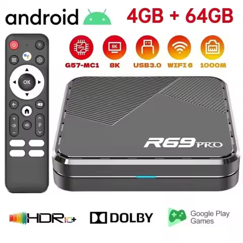 R69 PRO Ultra HD 8K Set Top Box Android 14 Allwinner H728 WiFi 6 1000M LAN Bluetooth 5.0 Home Theate