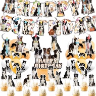 Set Hiasan Parti Hari Lahir Anjing Border Collie, Kelengkapan Parti Border Collie, Banner Border Col